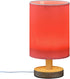 YYZZH Red Table Lamp with Wood Base Fabric Lamp Shade Bedside Nightstand Desk Lamp for Living Room Bedroom Kids Room