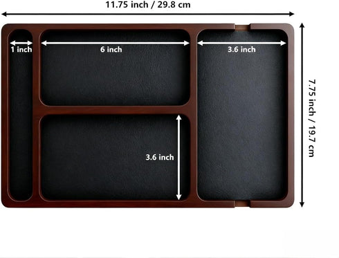 Generic Wooden Valet Tray with Leather Inlay - Key and Wallet Tray, Wooden Jewelry Tray - Nightstand Desk Organizer