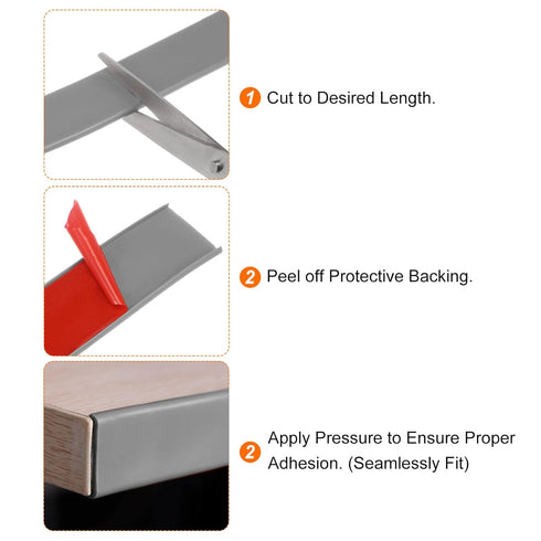 U-Shape Edge Banding 1-1/4" x 9.8ft, Self Adhesive TPE Flexible Veneer Edging for Furniture Cabinet Repair, Gray