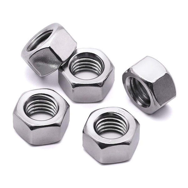 10# 24 Stainless Steel Finished Hex Nut, 304 Stainless Steel 18-8, Bright Finish, Full Thread, 50 Pcs