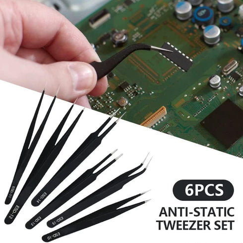 6PCS Precision Tweezers Set, Upgraded Anti-Static Stainless Steel Tweezers for Electronics, Soldering, Jewelry-Making