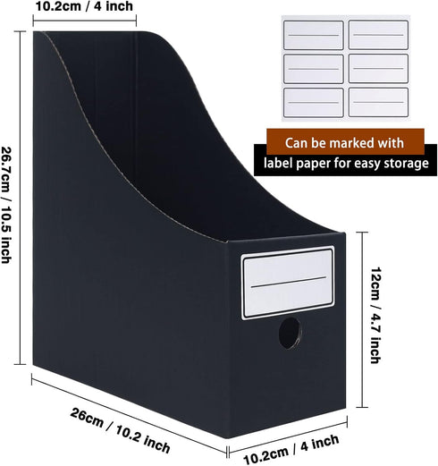 Magazine File Holder (6 Pack) – Cardboard Document Organizer for School, Office, Home Magazine Storage