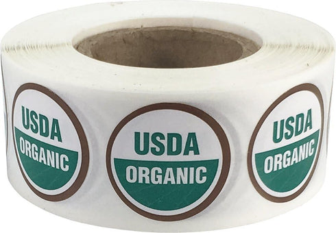 USDA Organic Labels - 3/4 Inch Round Circle Dots, 500 Adhesive Stickers