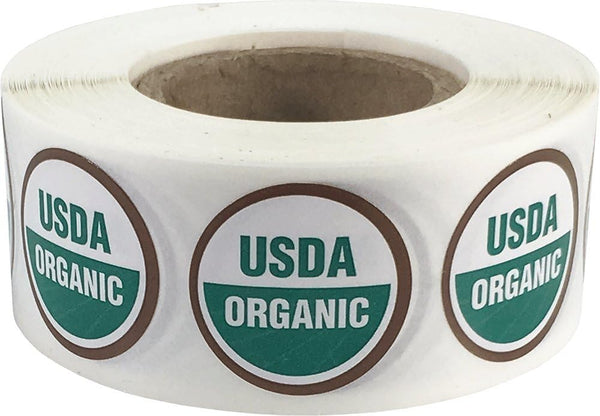USDA Organic Labels - 3/4 Inch Round Circle Dots, 500 Adhesive Stickers