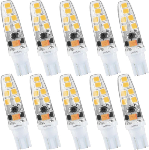 15 Watt T10 Wedge Base LED Light Bulb 2W 180lm, 3000K Warm White for Outdoor Landscape - 10 Pack