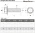 M8-1.25 x 25mm Flanged Hex Head Bolts, Stainless Steel 18-8 (304), Plain Finish, DIN 6921, 15 PCS