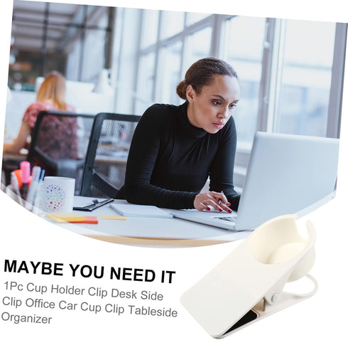 Large Thick Cup Holder Clip for Desk Adjustable Table Side Beverage Holder Clip Sturdy Plastic Drink Organizer