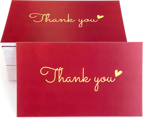 RXBC2011 100 Little Thank You Cards Gold Heart Design Bulk Thank you