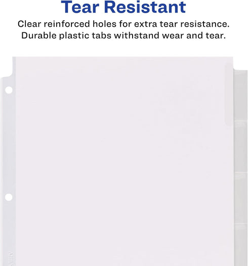 Avery Extra-Wide Big Tab Insertable Dividers for 3 Ring Binders - 5 Tab Sets, White Paper, Clear Tabs, 6 Sets (41121)