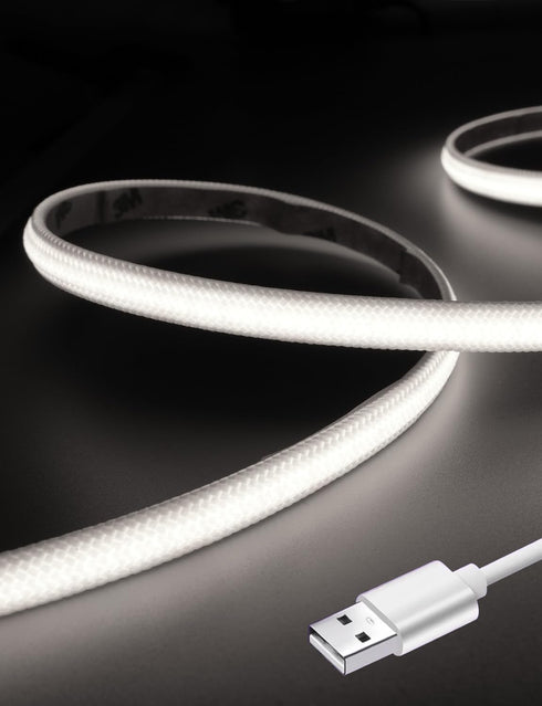 infinilux COB LED Strip Lights,Upgrated Fabric Eye-Comfort Glare-Free Cozy Lighting,Easy Install Safety 5V