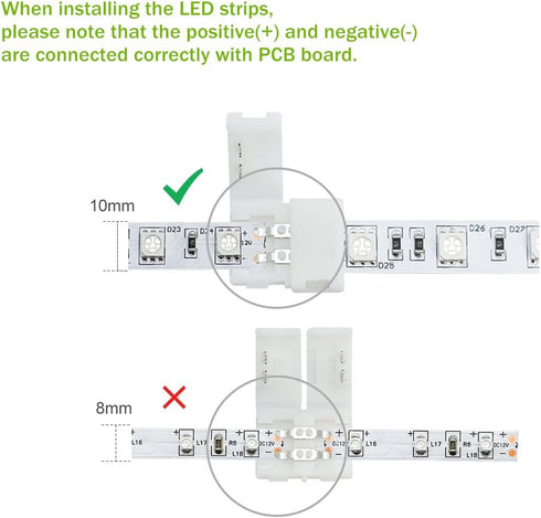 10pcs Pack 2 90 10mm 5050 5630 LightingWill L Shape Solderless Snap Down Pin LED Strip Connector for Right Angle Corner