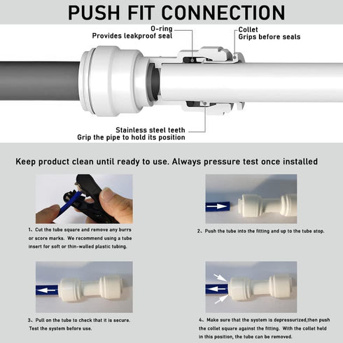 Malida Water Purifier Shut Off Ball Valve, 1/4inch OD Tube Quick Push to Connect Fitting, 10pcs