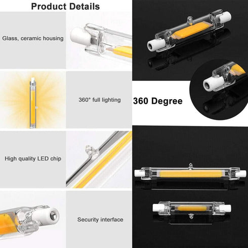 118mm 20W R7S LED Bulb, 200W Halogen Equivalent, 6000K Daylight White, Pack of 4.