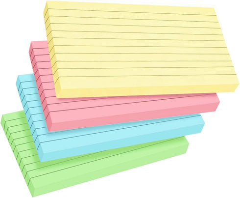 COLOGN 100 Count Colored Index Cards 3x5 Inch Ruled Flashcards Notecards 4 Color