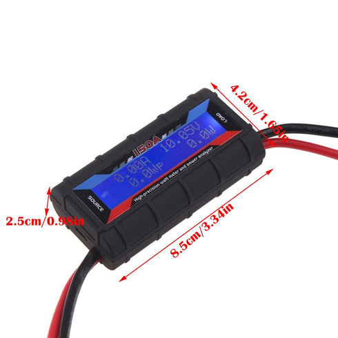 150A RC Watt Meter Analyzer, High Precision with Backlight LCD Screen for Voltage, Current, Power Measurement