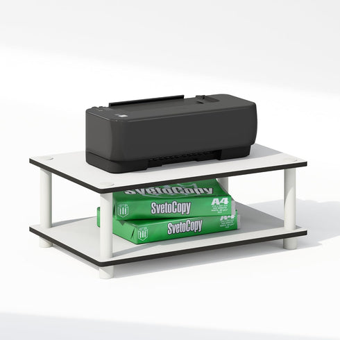 Furinno Just 2-Tier Toolless Multipurpose Printer Stand, Display Storage Shelf, White w/White Tube