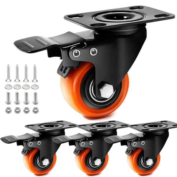 Caster Wheels Set of 4, Heavy Duty TAYLOON Locking Industrial Casters with No Noise Polyurethane Wheels