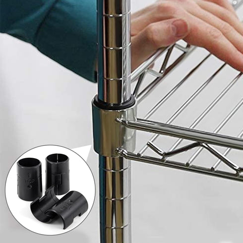 8 Pcs Wire Shelving Shelf Lock Clips, 4 Pairs of Shelving Sleeves Replacements for Wire Shelving System