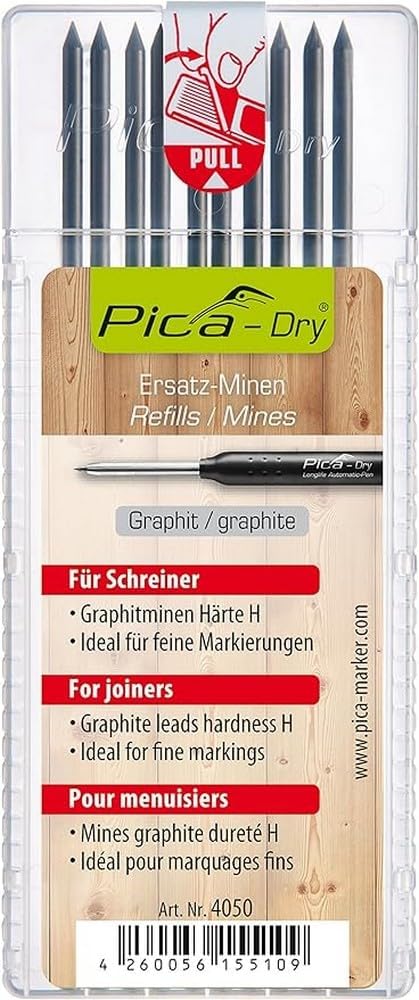Pica Dry Graphite H Leads, Pack of 10 with Blister Pack