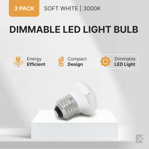 Xtricity R14 Dimmable LED Light Bulbs, E26 Base, 4.5W (40 Watt Equivalent), 3000k Soft White, 300 Lumens (3 Pack)