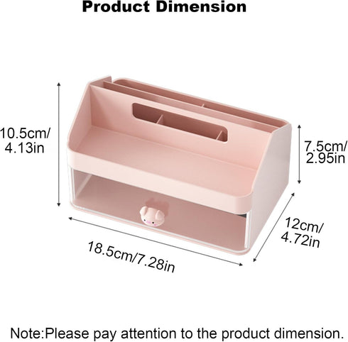 Marte Vanci Desk Organizer with Drawer, Desk Tidy Caddy, Cute Desktop Stationery Organizer, Plastic Makeup Storage Box, Multifunctional Desk Accessories for Home Office Crafts Pink by Marte Vanci