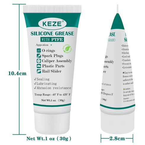 92003 3D 1 oz KEZE Silicone Grease with PTFE,Teflon-Based Lubricant Silicon Grease Tube for Machine Automotive Rubber