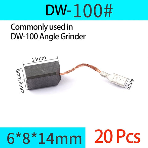 20 Pcs Motor Carbon Brush - 6x8x14mm for Angle Grinder, Electric Hammer, Polisher, Hand Drill Replacement