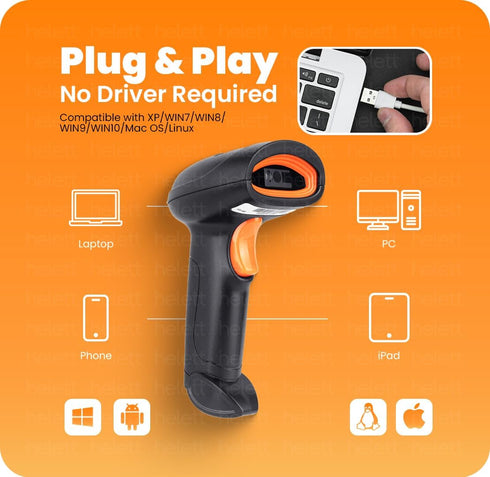 helett HT20 2.4GHz 2D 1D Wireless & Barcode Scanner (QR Code & Barcode) Wired & Wireless(Rechargeable) Connectivity |