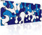 Navy Blue White Mouse Pad, Anime Cool Geometric Japanese Extended Desk Mat 80X30 cm for Gaming Laptop