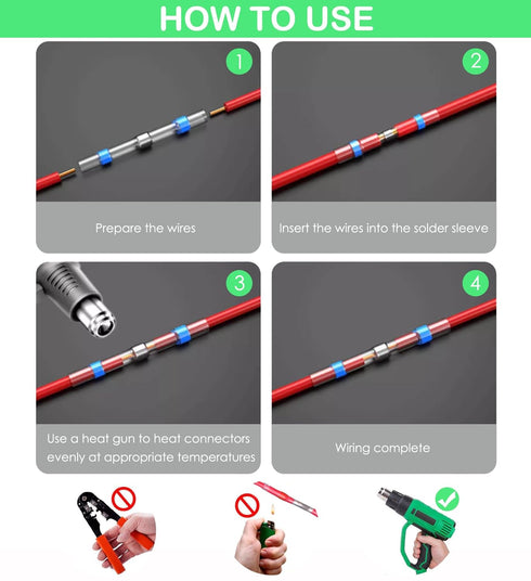 400pcs Solder Connectors with Heat Shrink, Waterproof Electrical Docking Joints for Sealing Wire Connections