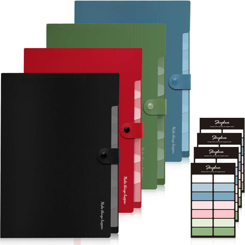 SKYDUE 8 Pockets Accordion File Organizer, Expanding File Folders, Portable Document Paper Organizer, A4 Letter Size,