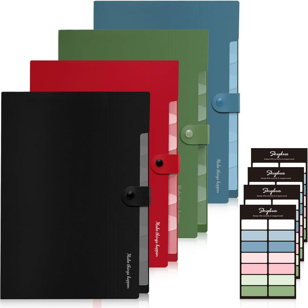 SKYDUE 8 Pockets Accordion File Organizer, Expanding File Folders, Portable Document Paper Organizer, A4 Letter Size,