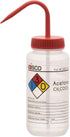 EISCO 2PK Wash Bottle for Acetone, 500ml, Labeled with Color Coded Chemical & Safety Information