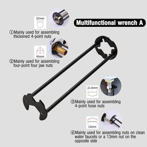 2pcs Multifunctional Sink Wrench, Universal Faucet Tool, 7 Sizes for Tight Spaces, Plumbing Tools for Kitchen Bathroom