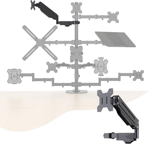 Pholiten Single Monitor Arm, Gas Type Display Arm, Double Articulated, 35MM Pole