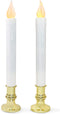FURORA LIGHTING LED White Taper Candles with Gold Holders Pack of 2