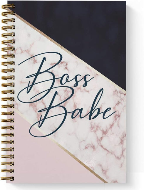 Softcover Boss Babe Spiral Notebook/Journal, 5.5" x 8.5", 120 College Ruled Pages, Durable Gloss Laminated Cover