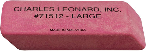 Charles Leonard Large Natural Rubber Pink Wedge Erasers, 12 Per Box, 3 Boxes