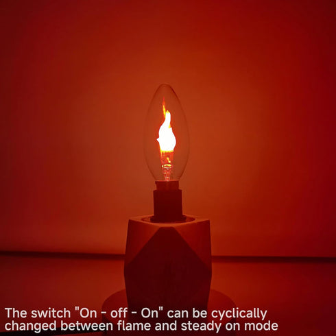 B/B11 E12 Bulb, 1800K 2 Non-Dimmable, 2-Pack Type LED Flame Effect Red Light Modes, Crystal Clear Glass, Ideal