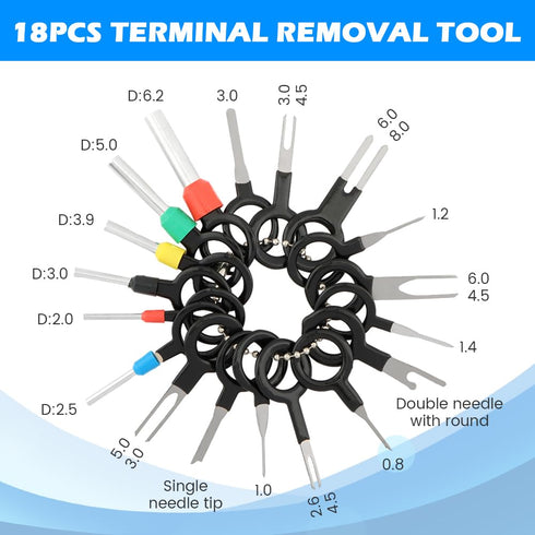 500Pcs Connector Pins Kit, Car Electrical Wire Terminal Pins, Non-Insulated Plug Removal Male Female Crimp Pins
