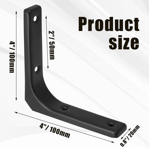 Hordion 4pcs 4 Inch, Wall Shelf Brackets Heavy Duty L Bracket Right Angle Brackets Steel Corner Brace with Screws