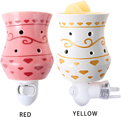 TTJ Plug-in Wax Warmer, Ceramic Fragrance Lamp with Golden Pattern, Night Light Function for Home Decor, Ideal for Wax