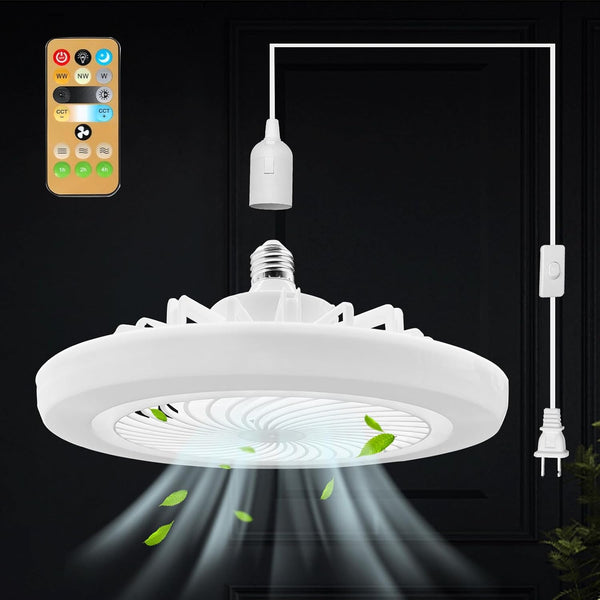HOXIYA Plug in Ceiling Fan With Light with 19.68ft Long Plug Cord