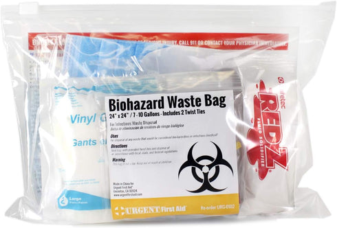 Urgent First Aid 22 Piece Bodily Fluid Clean Up Pack, OSHA Compliant Bloodborne Pathogen Spill Kit