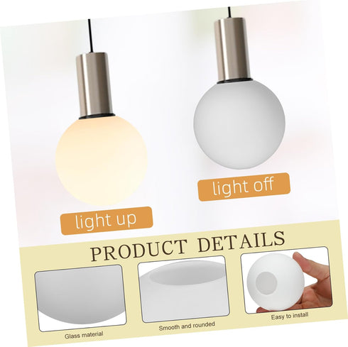80mm COHEALI Frosted Milk Glass Globe Lamp Shade Replacement round Pendant Globe Cover for Ceiling Fan Light Fixture