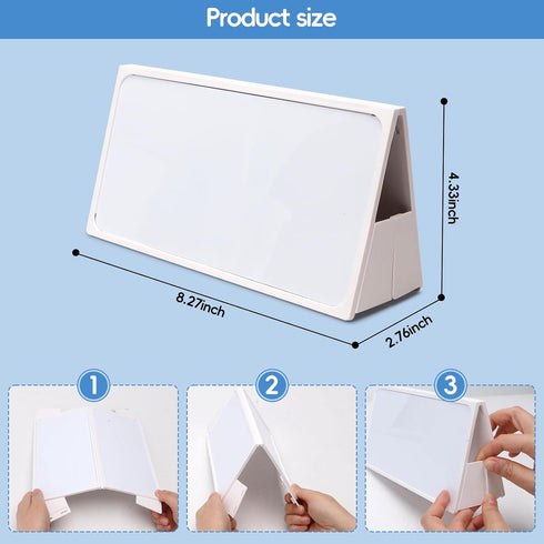 Mini Desktop Double-side Dry Erase Board, Foldable Stand-up Whiteboard with Dual-tip Marker (Two Board)