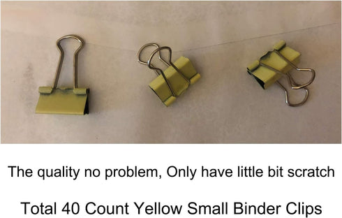 Small Yellow Binder Clips, 3/4" / 0.75 inches / 19mm, 40 PCS Scratch Paper Clips