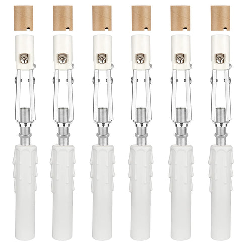 Helunsi 6 Sets E12 Chandelier Socket, Candelabra Socket Replacement, Adjustable Height Chandelier Light