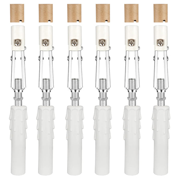 Helunsi 6 Sets E12 Chandelier Socket, Candelabra Socket Replacement, Adjustable Height Chandelier Light