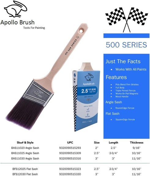 500 Series Poly Blend Firm Angle Sash Paint Brush - 2.5 Inch